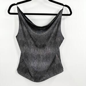 Y2K Clubbing Top Cowl Neck Slinky Metallic
